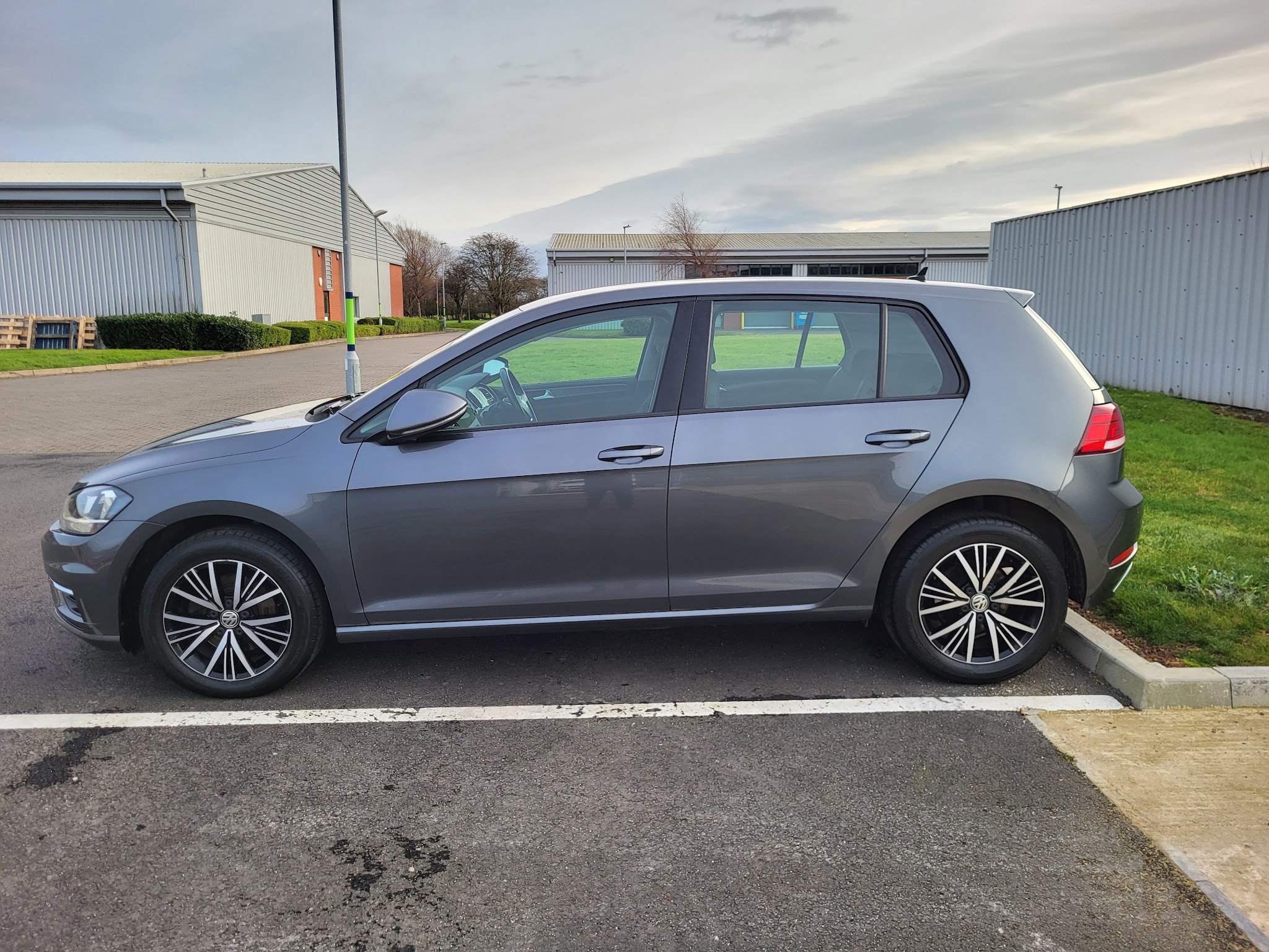 A grey Volkswagen Golf parked in a bay on the Thorp Arch Trading Estate